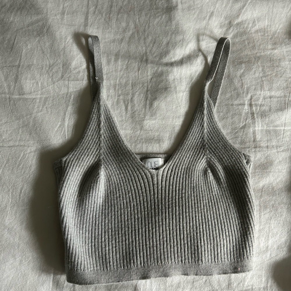 Garage Light Gray Ribbed Knit Top